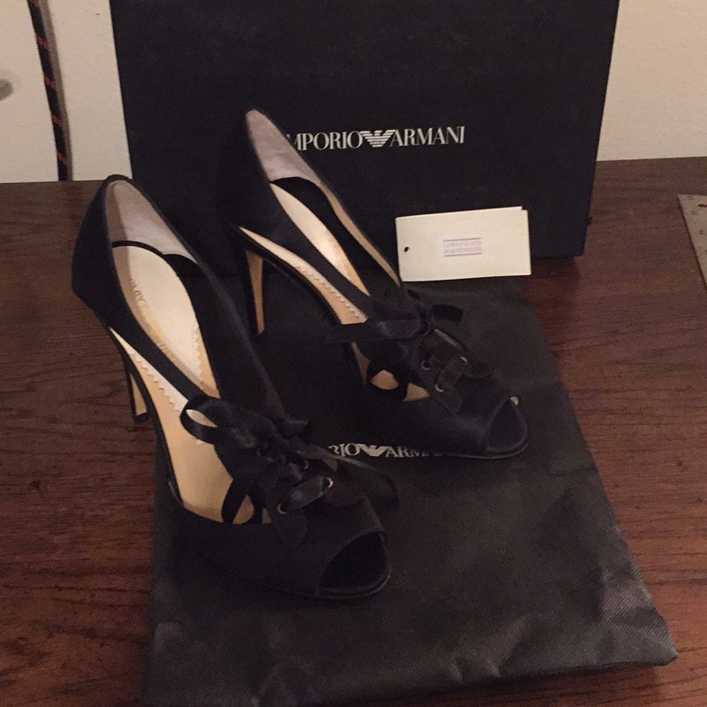 Black satin Emporio Armani heels